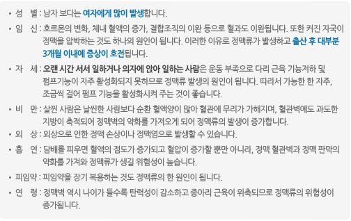 이차성 정맥류 위험요인